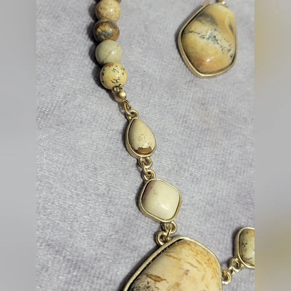 Picture‎ Jasper Earrings and Pendant Necklace